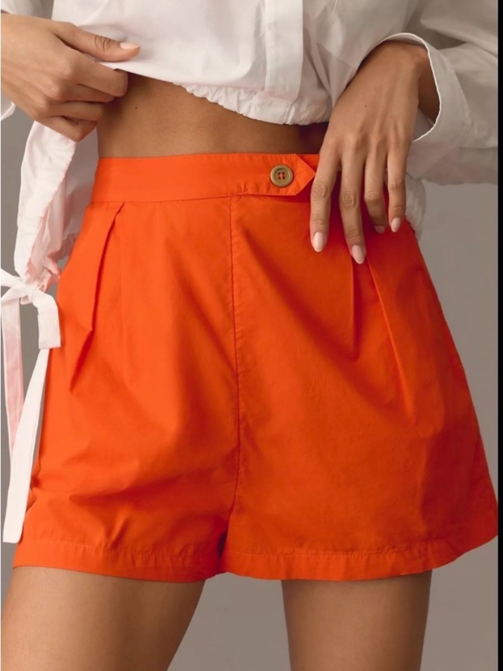 🌸Maeve Bright Orange Pleated High-Rise Shorts🌸